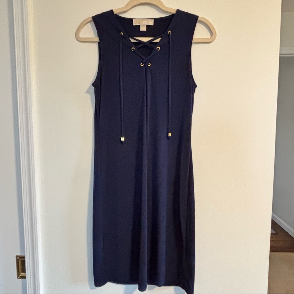 Michael Kors Navy Lace-Up Dress